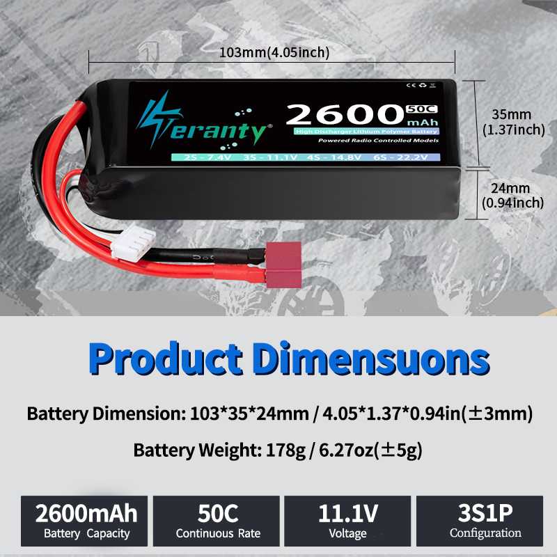 TERANTY 3S 2200/2400/2600mAh L - Drone Battery Connector review and price