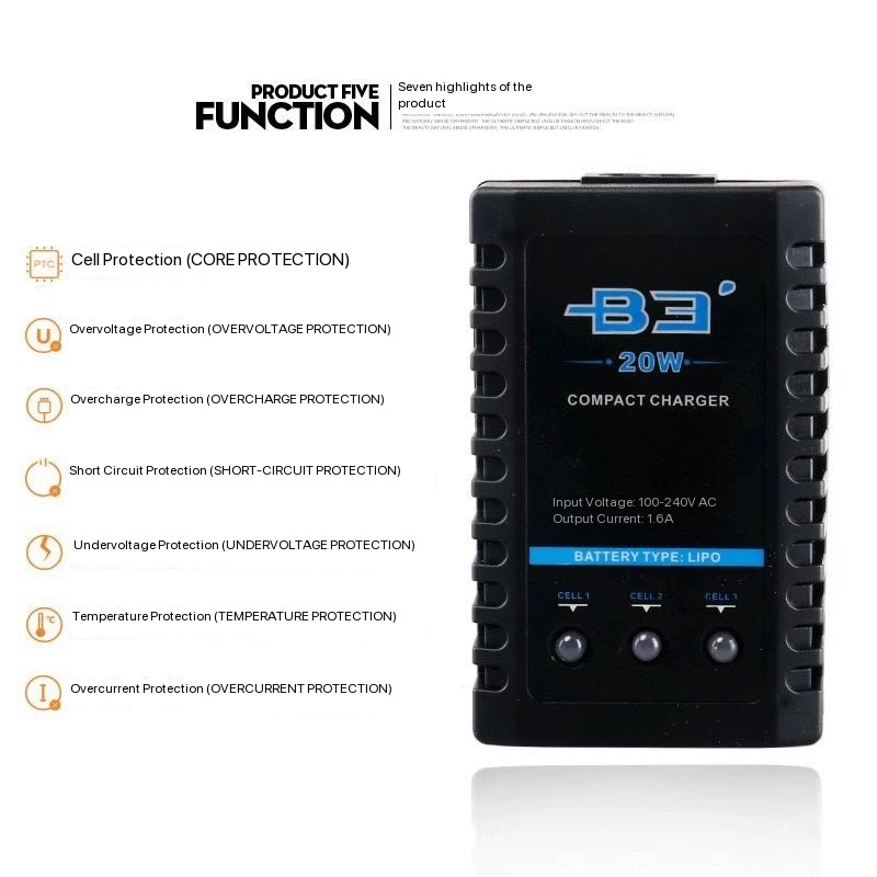 B3 20W simple balanced charger - Drone Battery 3S review and price