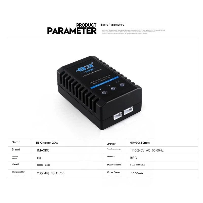 B3 20W simple balanced charger - Drone Battery 3S review and price