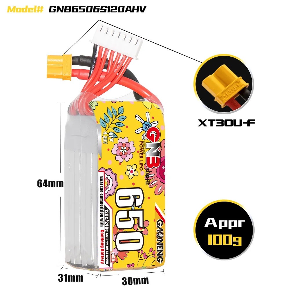 GAONENG 6S 650mAh LiHV 22.8V 1 - Drone Battery 6S review and price