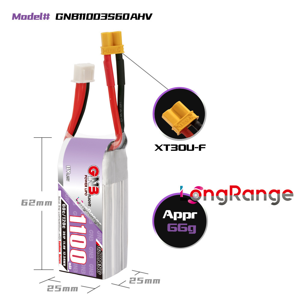GNB 1100mAh 2S 3S 4S 6S 60C/12 - Drone Battery Connector review and price